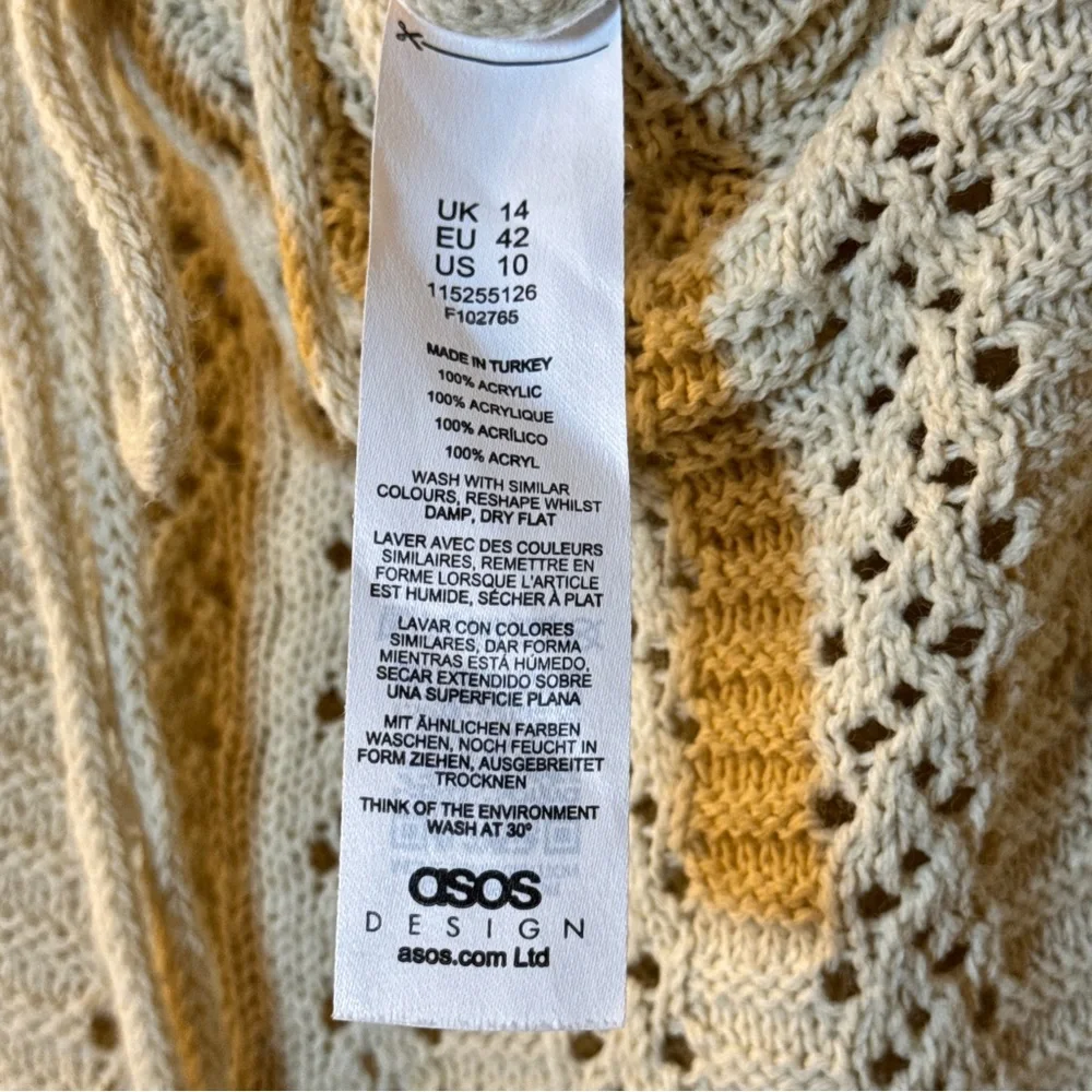 Cream Crochet‎ ASOS Boho Design Beach Flair Size 10 Wide Leg Pull On Pants EUC